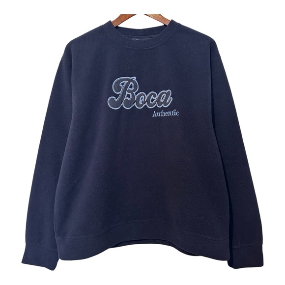 Vintage Other - Vintage Boca Authentic Fleece Crewneck Pullover Sweater Embroidered Logo Navy